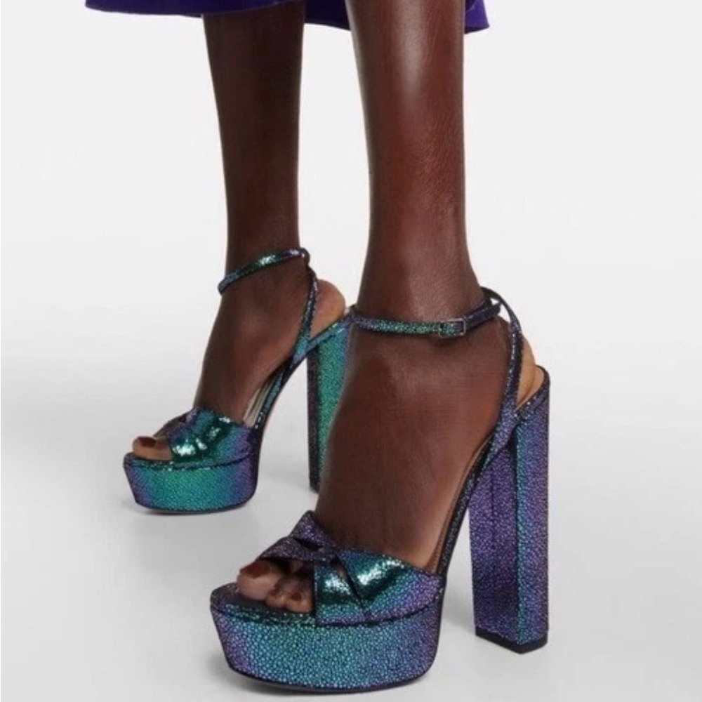 AQUAZZURA Sinner Ombre Platform Ankle-strap Sandals In Petroleum - Picture 3 of 16